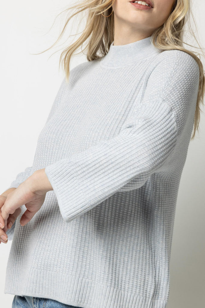 3/4 Sleeve Boxy Mock Neck Sweater