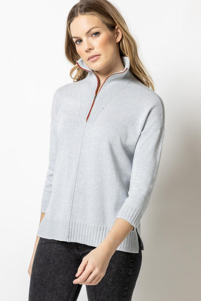 3/4 Sleeve Half Zip Sweater