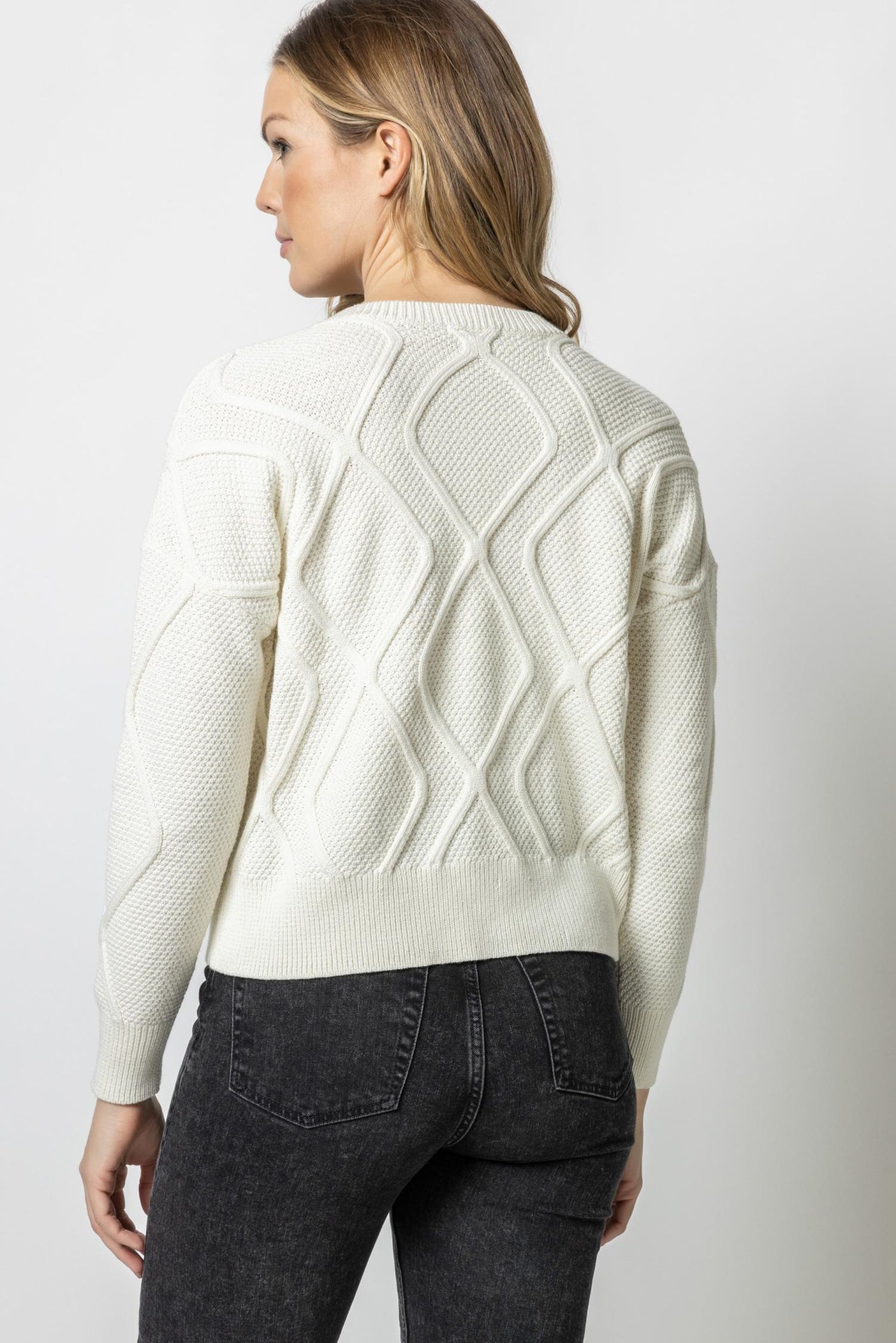 Mixed Stitch Split Neck Sweater