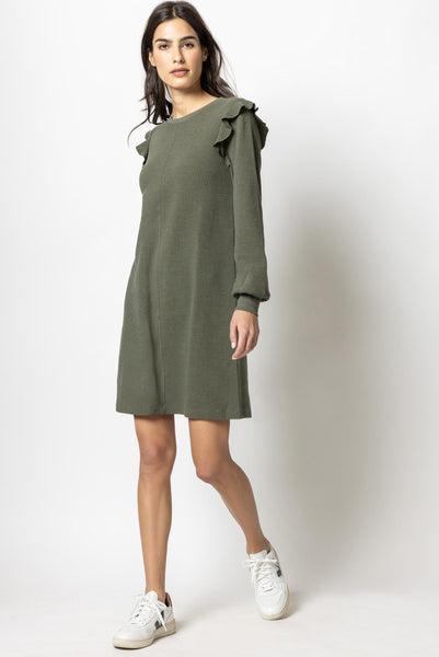 Ruffle Cap Long Sleeve Dress