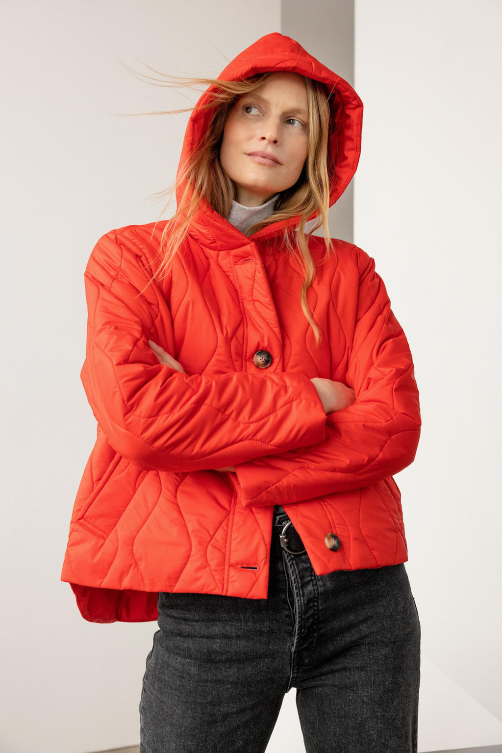 Hooded Snap Front Jacket