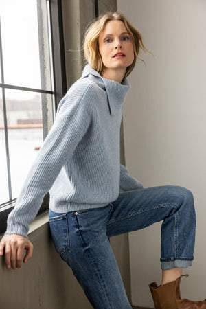 Folded Collar Pullover Sweater