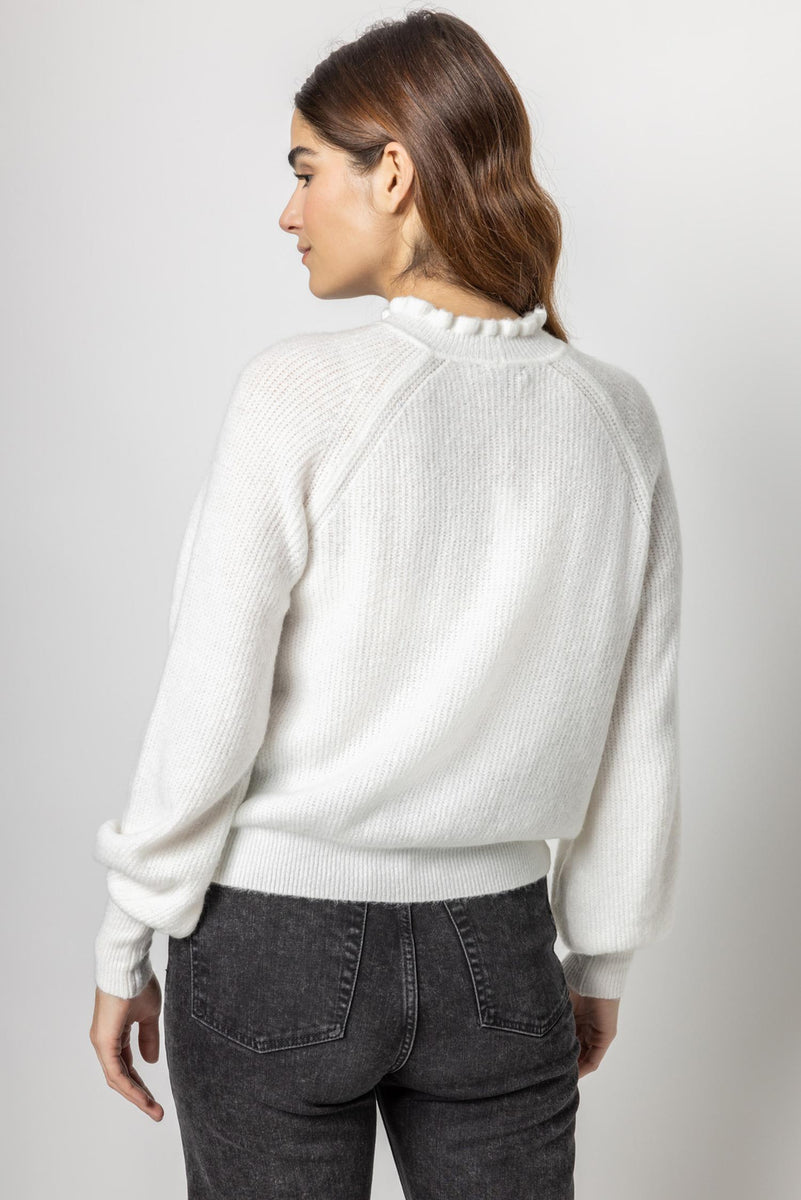 Oversized Ruffle Neck Raglan Sweater