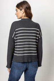 Easy Striped Mock Neck Sweater