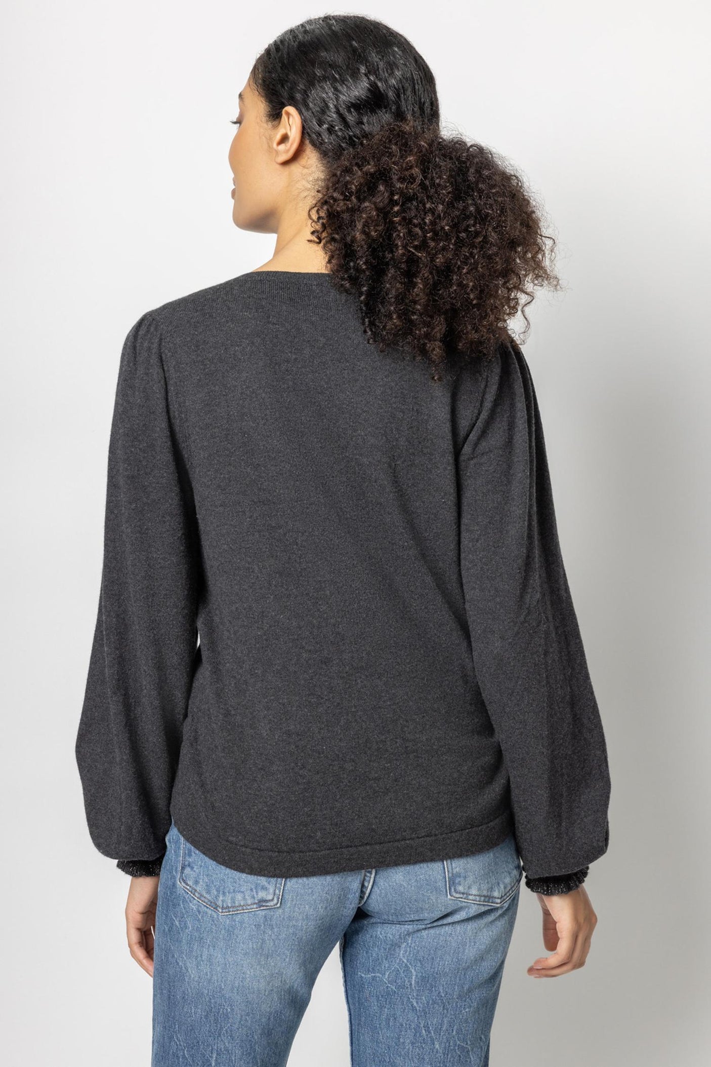 Puff Sleeve V-Neck Sweater