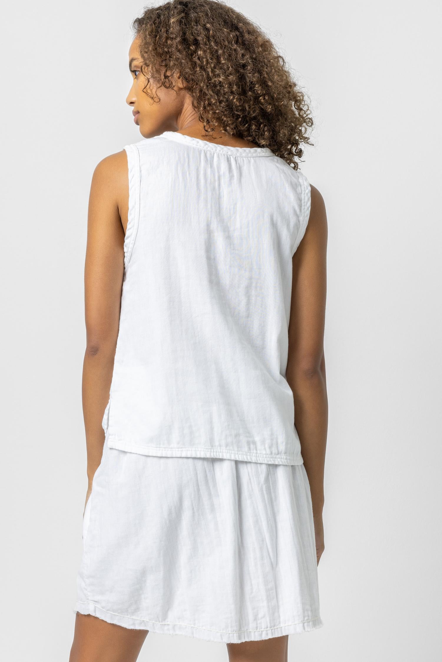 Sleeveless Top with Slits Womens Top White A2