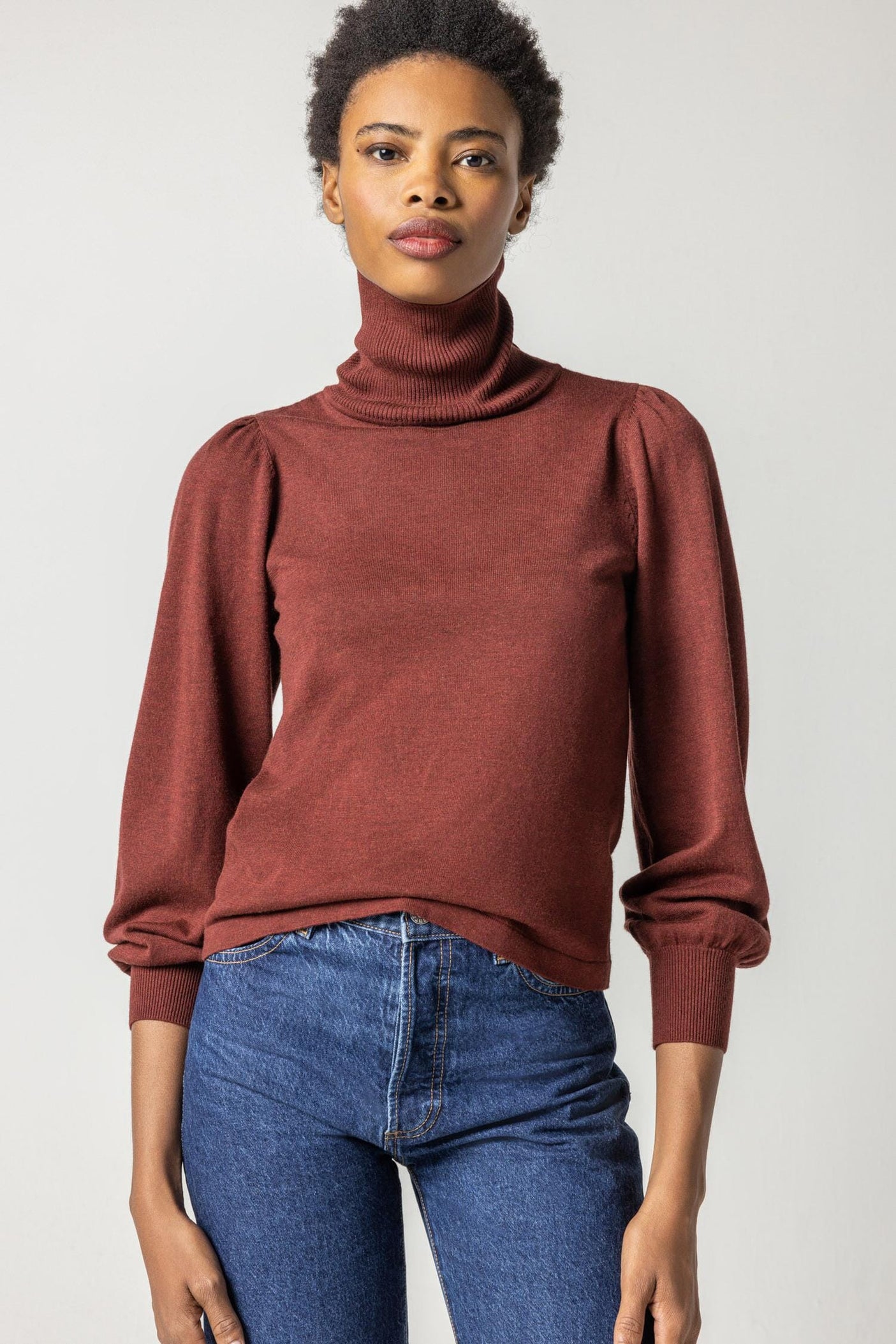 Puff Sleeve Turtleneck Sweater