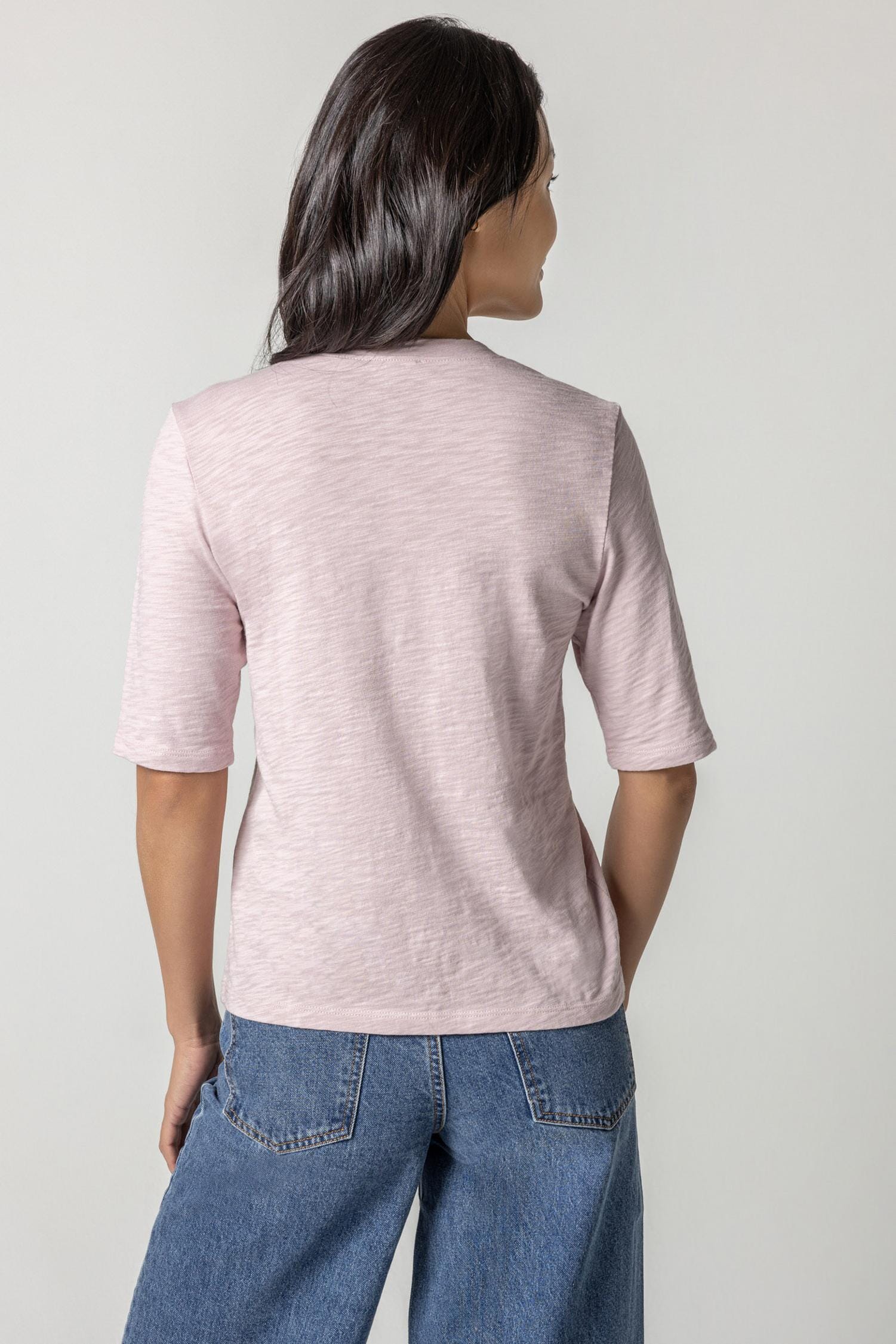 Elbow Sleeve Crewneck Womens Top Iced Lilac A2