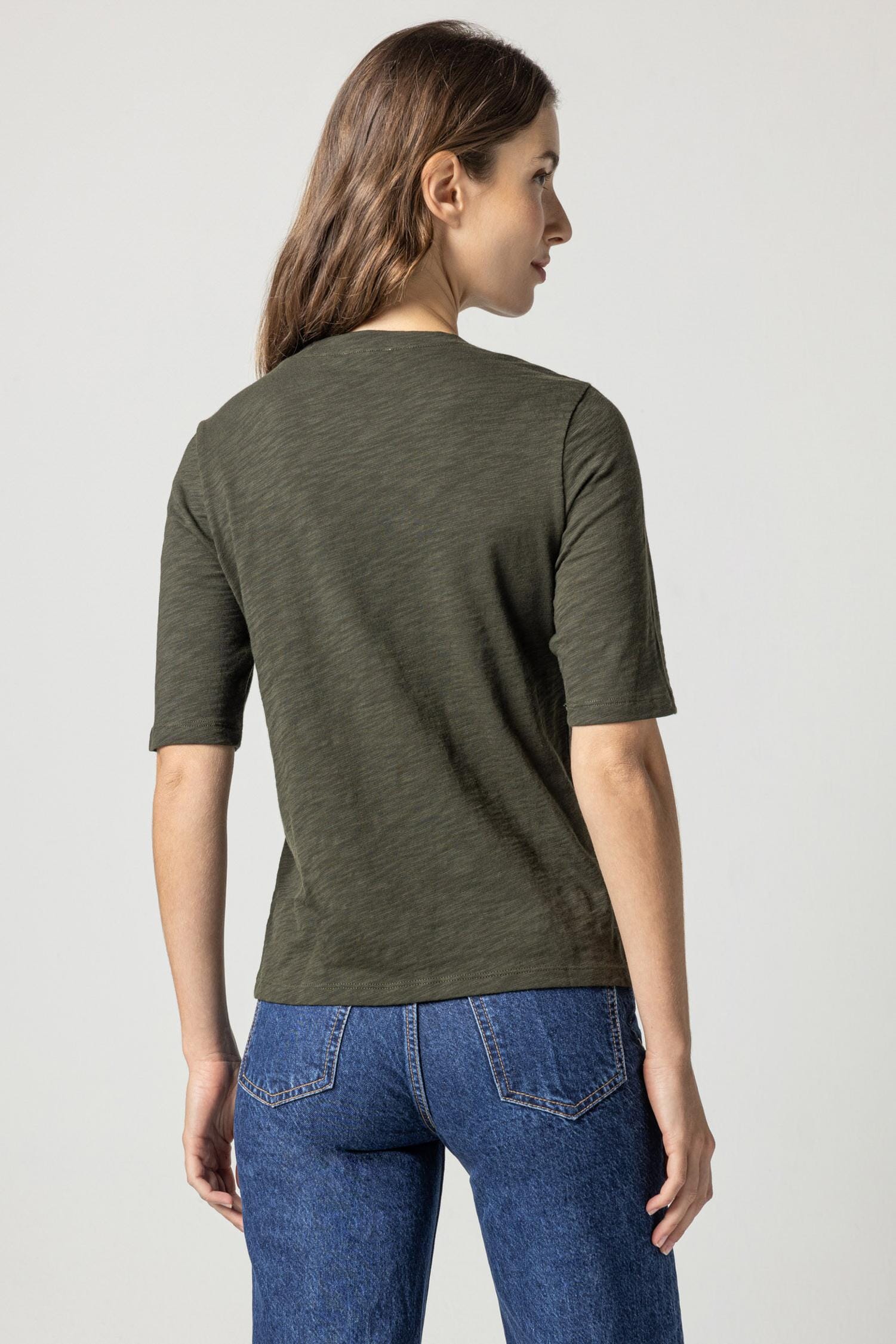 Elbow Sleeve Crewneck Womens Top Loden A2